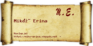 Mikó Erina névjegykártya